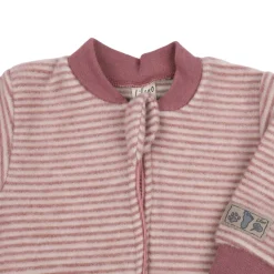 Schlafsack mit Arm Wollfrottee mauve Ringel 98/104