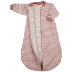 Schlafsack mit Arm Wollfrottee mauve Ringel 98/104