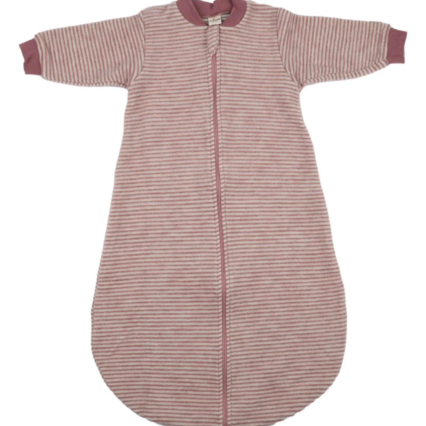Schlafsack mit Arm Wollfrottee mauve Ringel 98/104