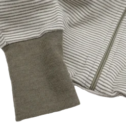 Schlafsack mit Bein Wolle Seide Ringel khaki 74/80