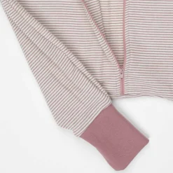 Schlafsack mit Bein Wolle Seide Ringel mauve 74/80