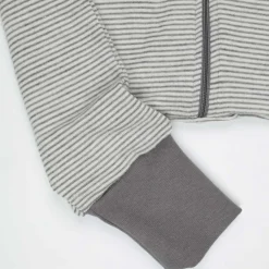 Schlafsack mit Bein Wolle Seide Ringel grau 74/80