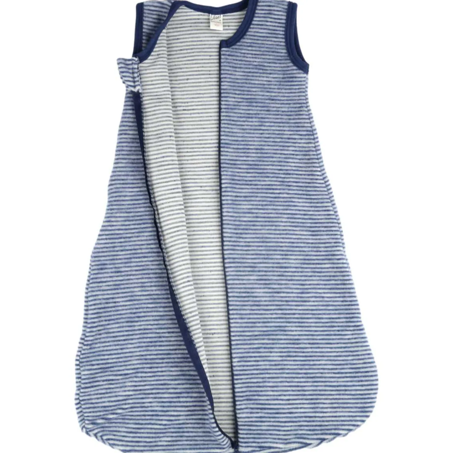 Schlafsack Wollfrottee marine Ringel 90 cm