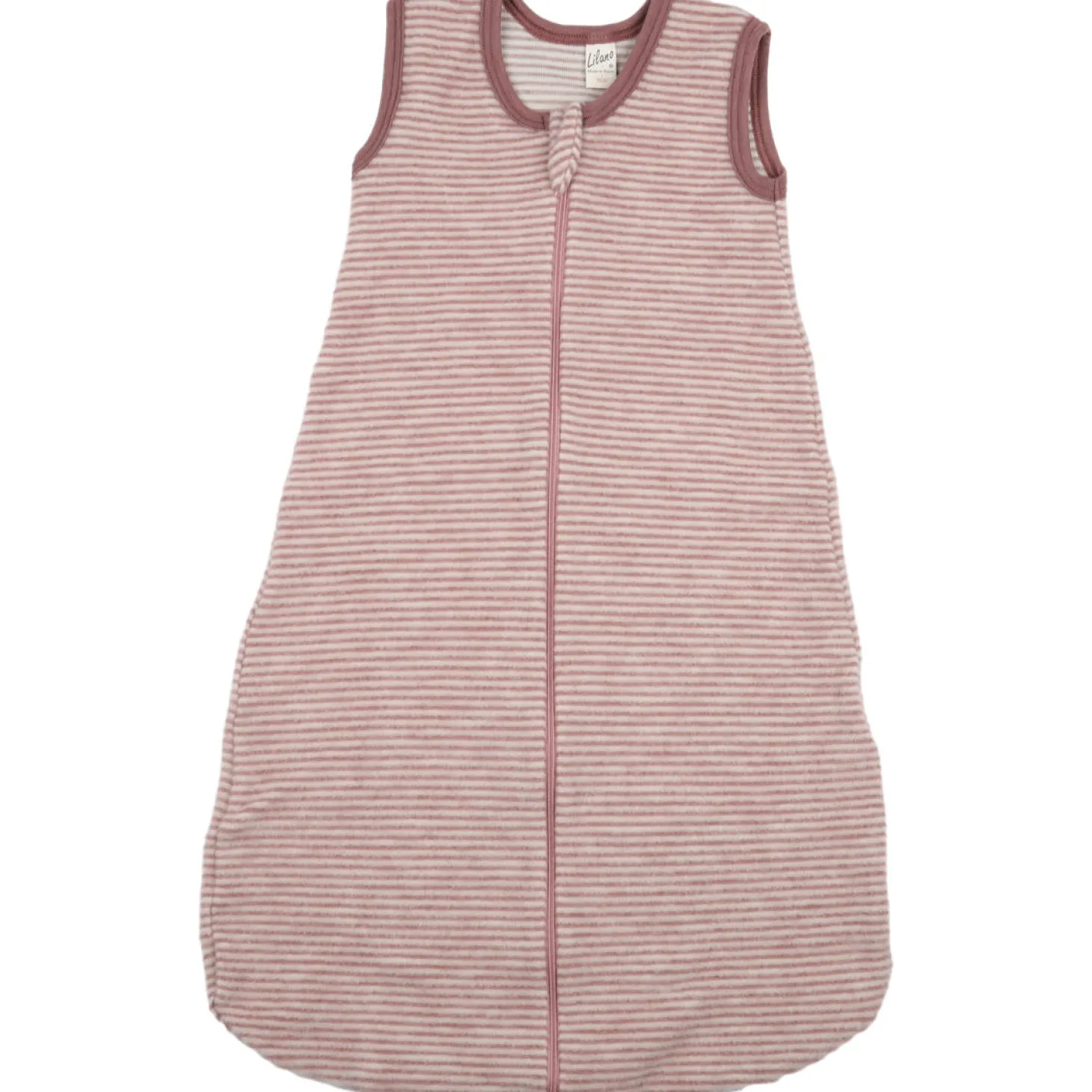 Schlafsack Wollfrottee mauve Ringel 70 cm
