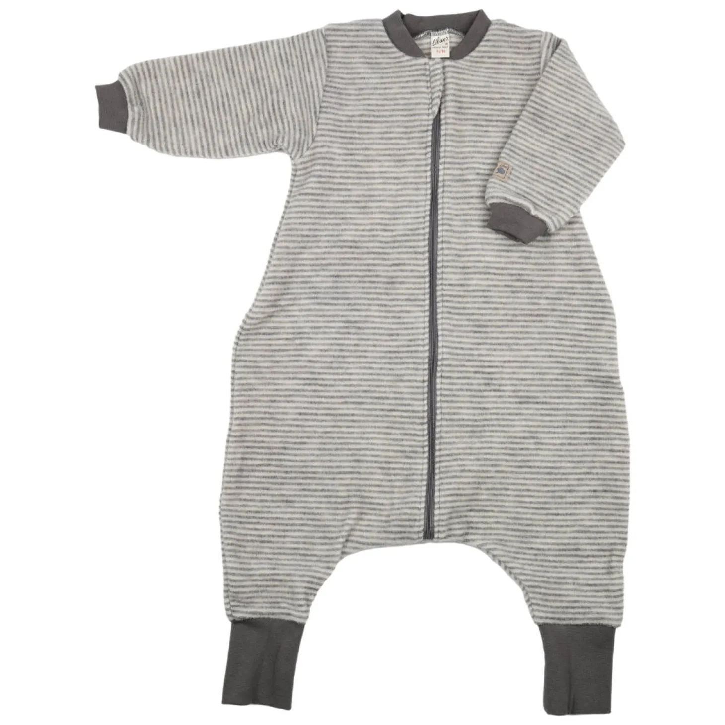 Schlafsack Wollfrottee mit Bein grau 74/80