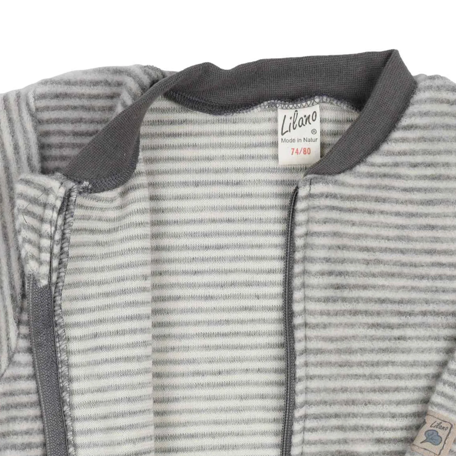 Schlafsack Wollfrottee mit Bein grau 74/80