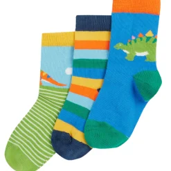Socken 3er-Pack "Dinosaurier" blau-grün 15-18