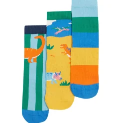 Socken 3er-Pack "Dinosaurier" gelb-blau 35-38