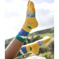 Socken 3er-Pack "Dinosaurier" gelb-blau 35-38