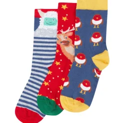 Socken 3er-Pack "Winter" rot-blau 23-26