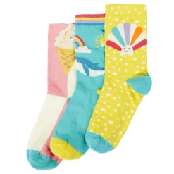 Socken 3er-Set "Summer" gelb-türkis 19-23
