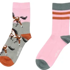 Socken "Pferde" 2er-Set rosa 22-24