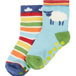 Stoppersocken 2er-Set "Farm" hellblau-bunt 23-26