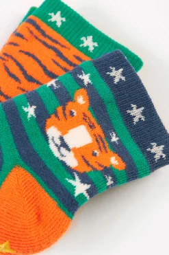 Stoppersocken "Tiger" orange-grün 19-23