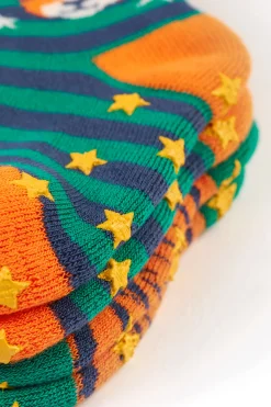 Stoppersocken "Tiger" orange-grün 19-23