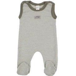 Strampler Wolle Seide Ringel khaki 50