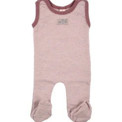 Strampler Wolle Seide Ringel mauve 50