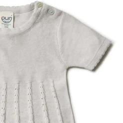 Strickkleid kurzarm mit Seide beige 86/92