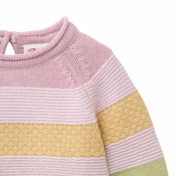 Strick-Pullover rosa-bunt gestreift 74/80