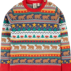 Strick-Pullover "Weihnachten" rot-bunt 74