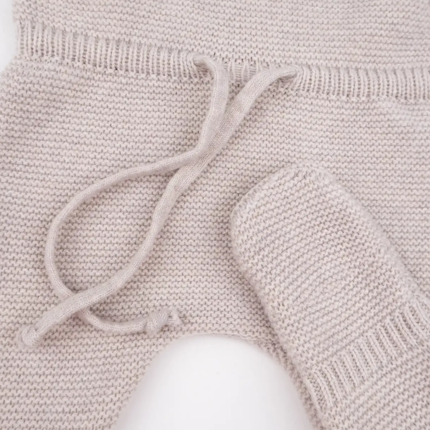 Strick-Strampler mit Cashmere beige 62/68