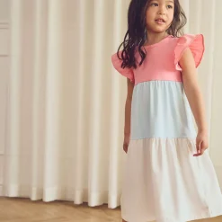 Stufen-Kleid mit Flügelarm bubblegum-creme 116