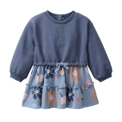 Sweat-Kleid "große Herbstblumen" indigoblau 104