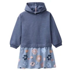 Sweat-Kleid "große Herbstblumen" indigoblau 110