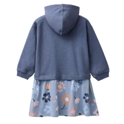 Sweat-Kleid "große Herbstblumen" indigoblau 110