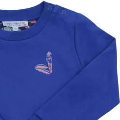 Sweat-Kleid mit Flanell "Blätter" cobalt 128