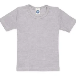 T-Shirt Baumwolle Wolle Seide grau 92