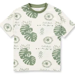 T-Shirt "Leaves" creme-olive 128