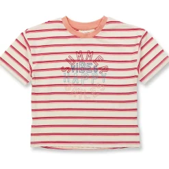 T-Shirt "Summer" pfirsich-natur geringelt 110