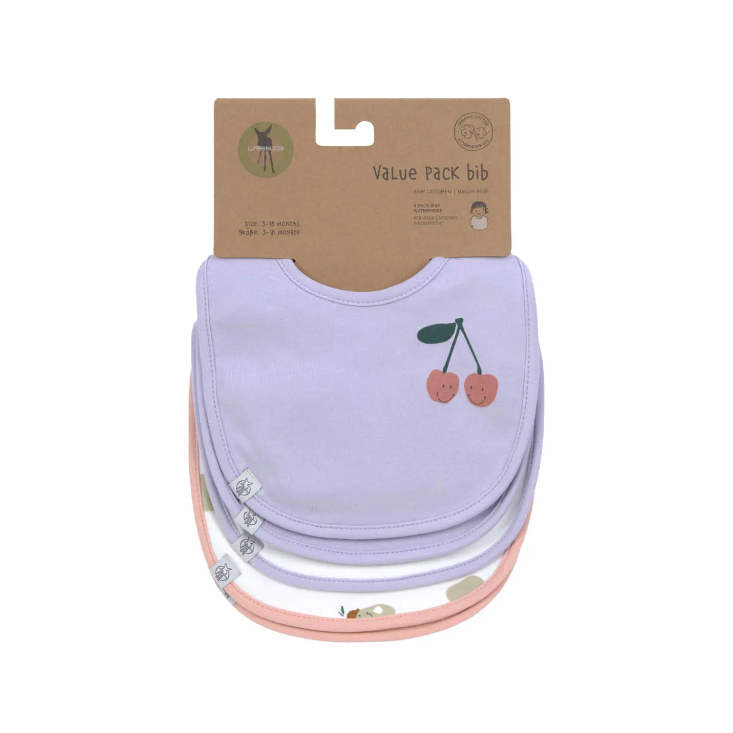 Wasserdichte Lätzchen 5er Set "Kirsche" lila