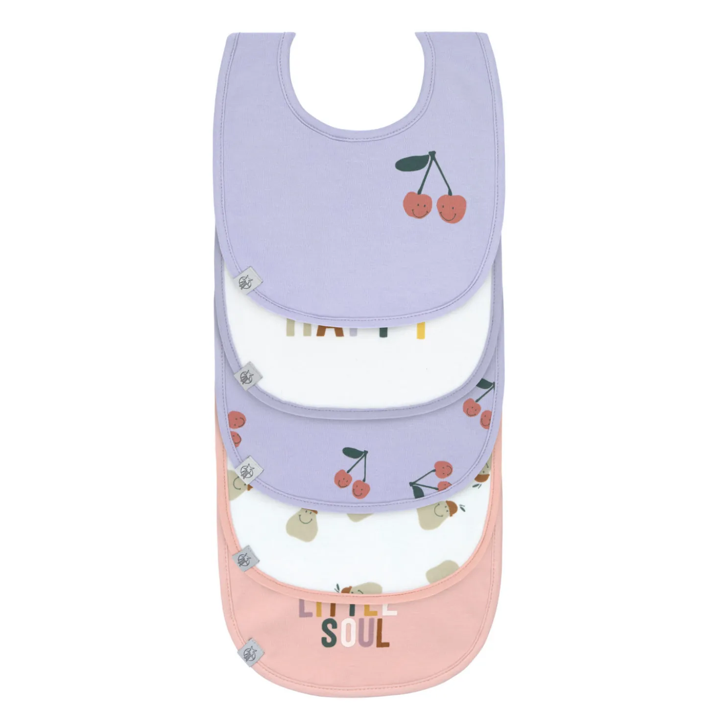 Wasserdichte Lätzchen 5er Set "Kirsche" lila