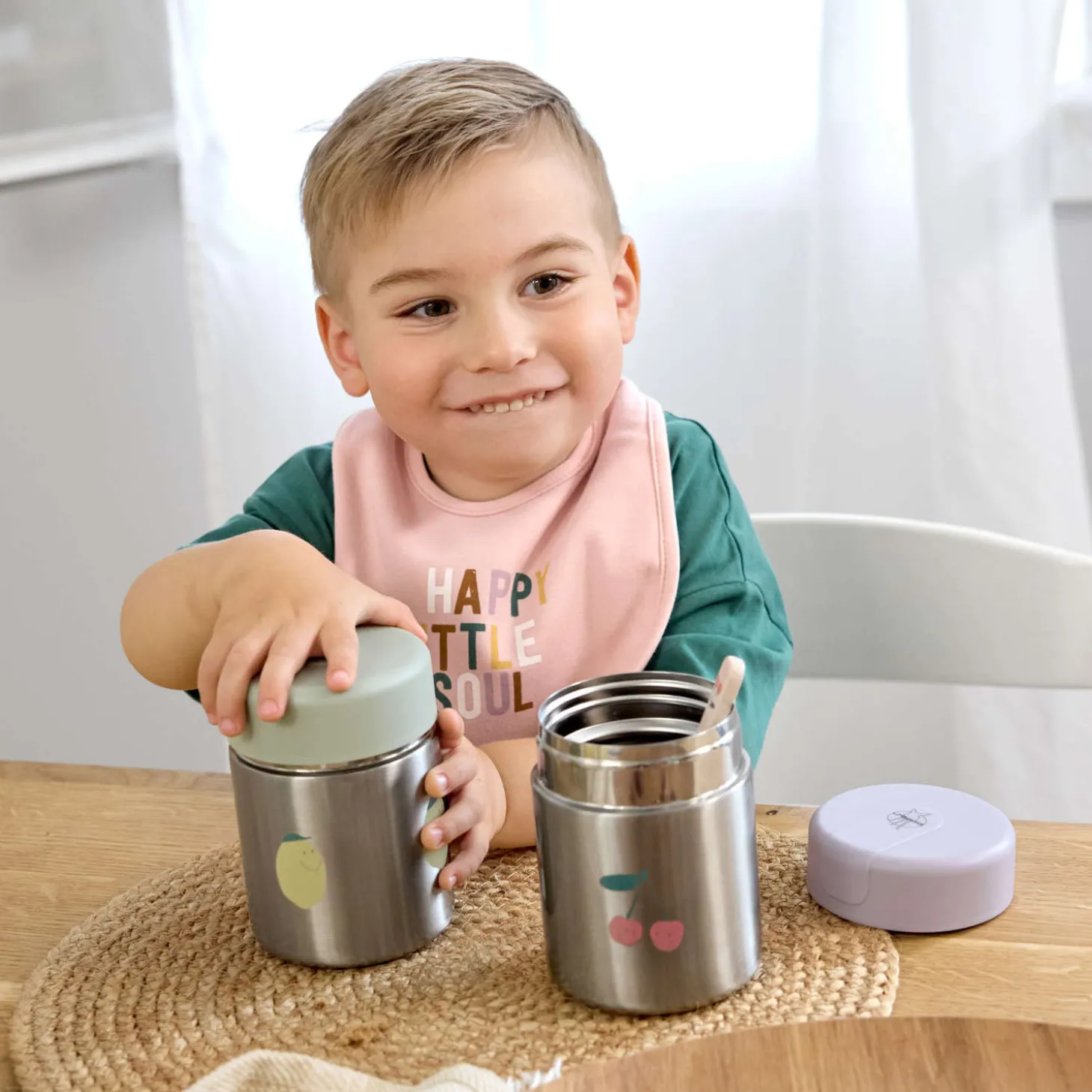 Wasserdichte Lätzchen 5er Set "Kirsche" lila
