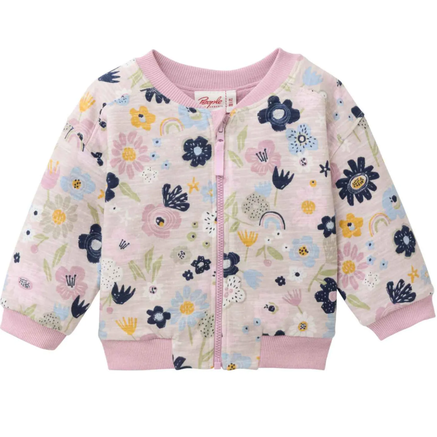 Wende-Sweatjacke "Bunte Blüten" hellrosa 74/80