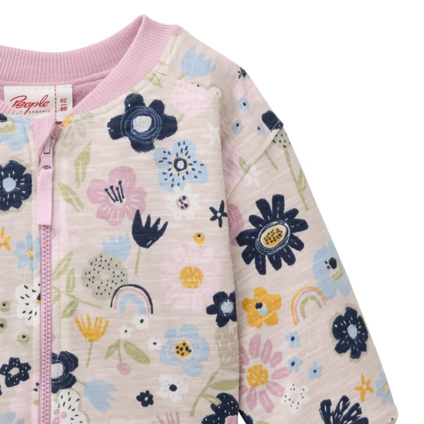 Wende-Sweatjacke "Bunte Blüten" hellrosa 74/80