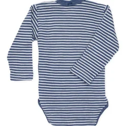Wickelbody Wolle Seide blau-natur 50/56