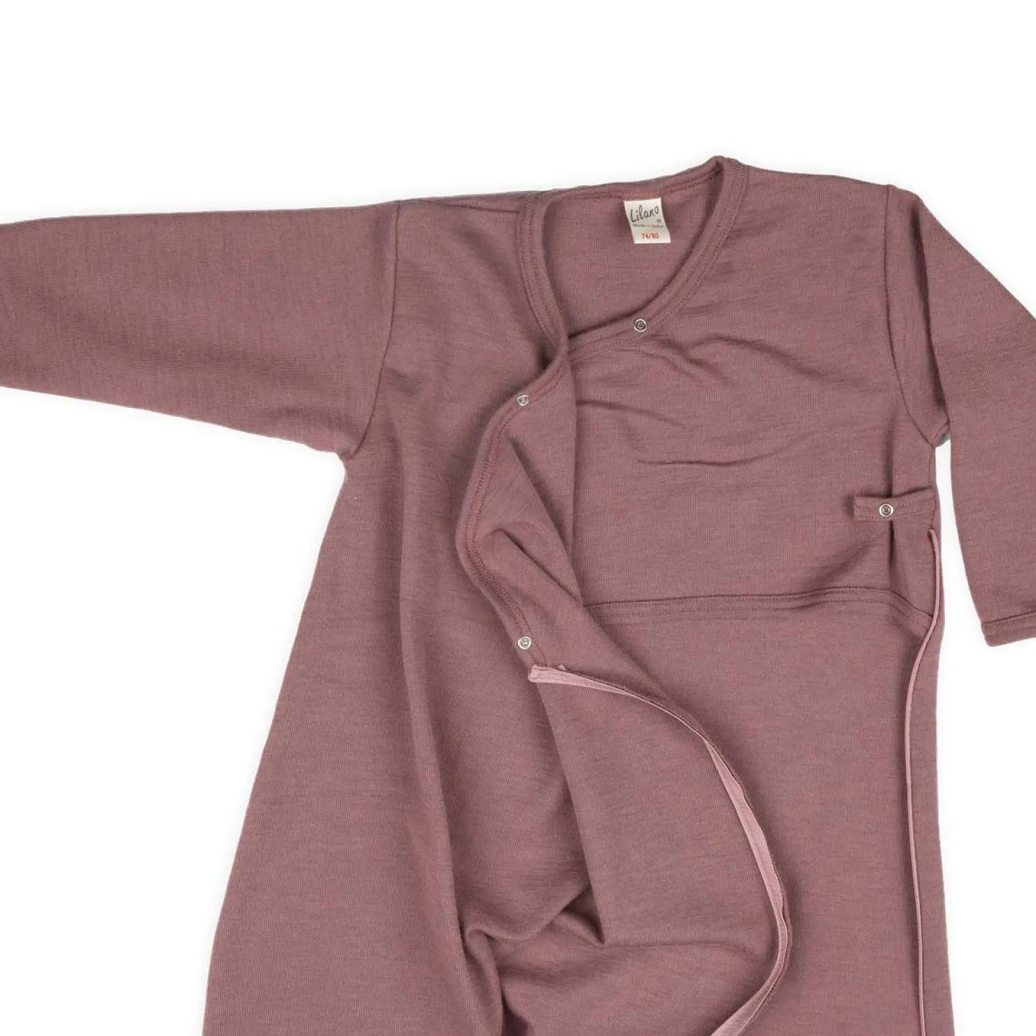 Wickelsack Wolle Seide mauve 74/80