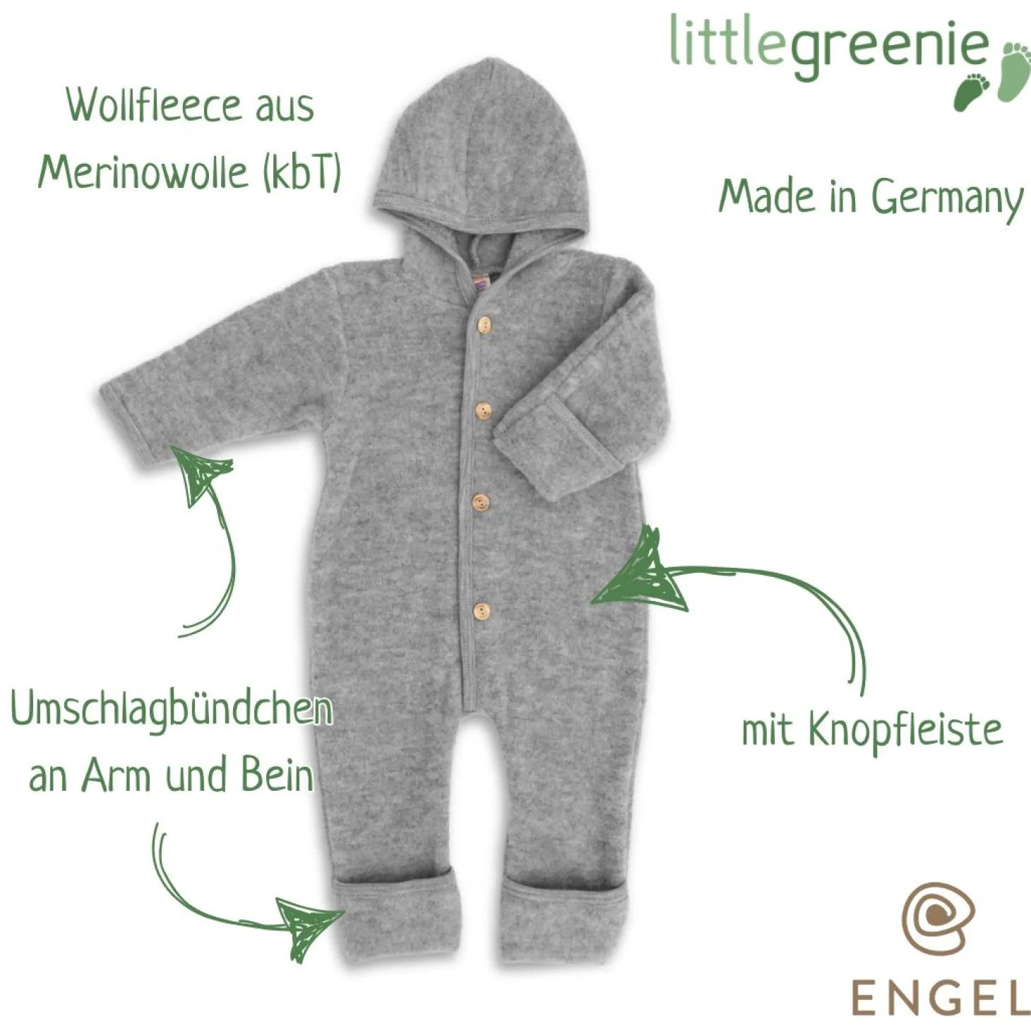Wollfleece Overall grau 50/56