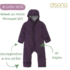 Wollwalk-Overall aubergine 62/68