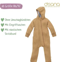 Wollwalk-Zippoverall karamell 62/68
