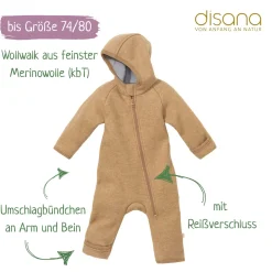 Wollwalk-Zippoverall karamell 62/68